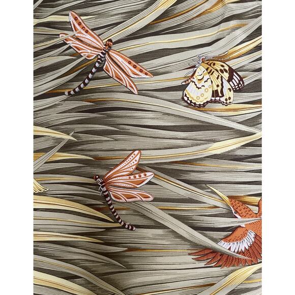 Salvatore Ferragamo Blouse Womens L 10 12 44 Silk Birds Butterfly Dragonfly - Picture 7 of 16